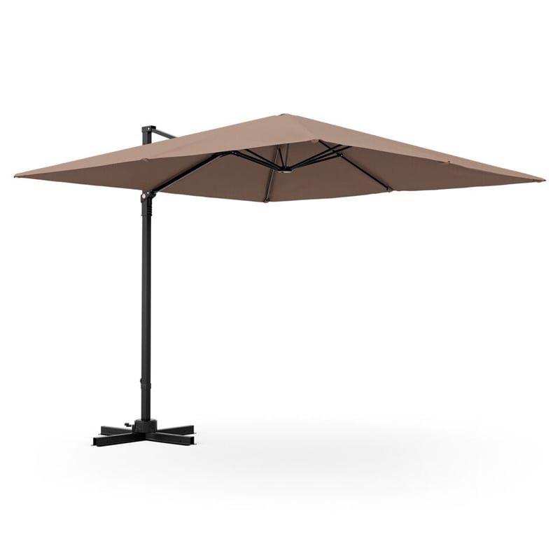 9.5FT Square 2-Tier Cantilever Umbrella Heavy Duty Offset Hanging Patio Umbrella with 360° Rotation & Cross Base