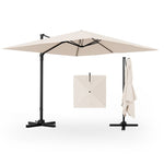 9.5FT Square 2-Tier Cantilever Umbrella Heavy Duty Offset Hanging Patio Umbrella with 360° Rotation & Cross Base