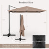 9.5FT Square 2-Tier Cantilever Umbrella Heavy Duty Offset Hanging Patio Umbrella with 360° Rotation & Cross Base