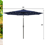 9FT Solar LED Patio Umbrella Tilt Market Umbrella with 18 Lights & Tilt Adjustment Crank, Outdoor Table Umbrella for Garden Yard Balcony