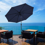 9FT Solar LED Patio Umbrella Tilt Market Umbrella with 18 Lights & Tilt Adjustment Crank, Outdoor Table Umbrella for Garden Yard Balcony