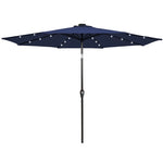 9FT Solar LED Patio Umbrella Tilt Market Umbrella with 18 Lights & Tilt Adjustment Crank, Outdoor Table Umbrella for Garden Yard Balcony