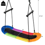 Saucer Tree Swing Adjustable Height Surfing Swing with Soft Handles & Padded Edge, Oval Hanging Platform Swing for Kids Outdoor Indoor Fun