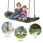 Saucer Tree Swing Adjustable Height Surfing Swing with Soft Handles & Padded Edge, Oval Hanging Platform Swing for Kids Outdoor Indoor Fun