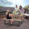 HDPE Picnic Table Bench Set Outdoor Camping Table All-Weather Metal Base Wood-Like Texture with 2 Built-in Benches