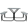 HDPE Picnic Table Bench Set Outdoor Camping Table All-Weather Metal Base Wood-Like Texture with 2 Built-in Benches