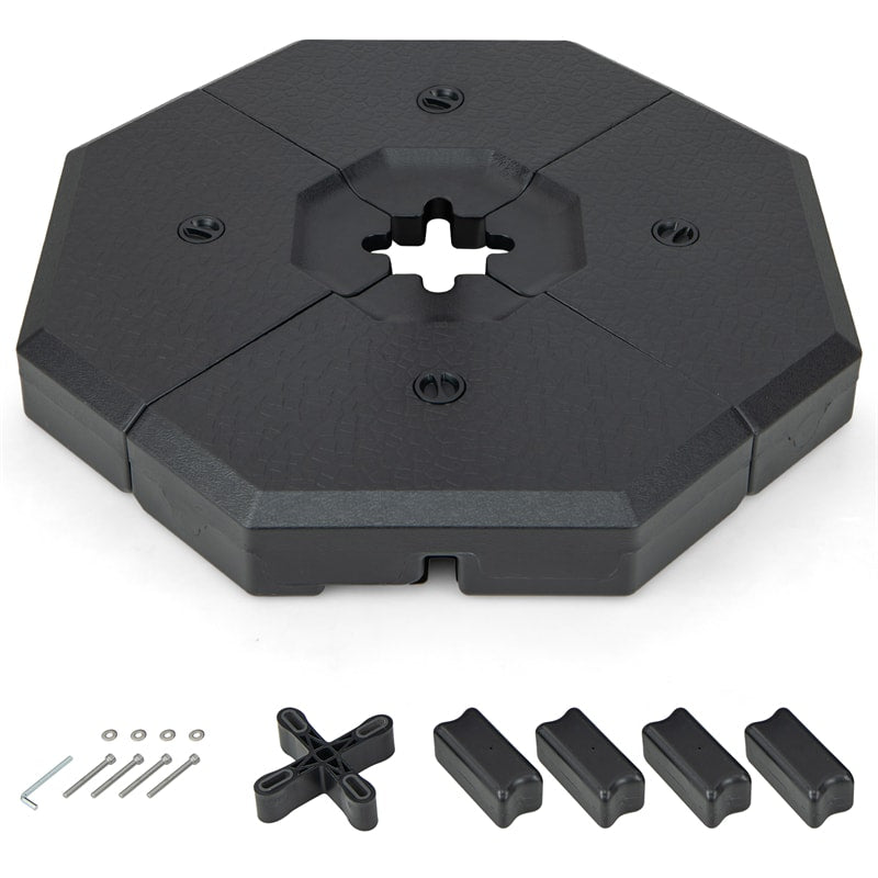 4PCS Patio Offset Umbrella Weights Base Set Octagonal Umbrella Base Weight Water Sand Filled for Cantilever Umbrella with Easy-Filling Spouts