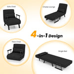 Convertible Chair Bed 4-in-1 Sleeper Chair Folding Sofa Bed Leisure Recliner Chaise Lounge with 6-Position Adjustable Backrest & Pillow