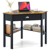 Corner Desk Triangle Computer Desk Laptop Writing Table Workstation Vanity Desk with Drawers & Storage Shelves