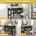 Corner Desk Triangle Computer Desk Laptop Writing Table Workstation Vanity Desk with Drawers & Storage Shelves