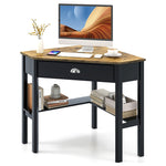 Corner Desk Triangle Computer Desk Laptop Writing Table Workstation Vanity Desk with Drawers & Storage Shelves