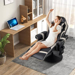 Gaming Recliner Massage Gaming Chair Height Adjustable with Retractable Footrest Cup Holder, Ergonomic Single Sofa Recliner Home Theater Seating