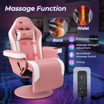 Gaming Recliner Massage Gaming Chair Height Adjustable with Retractable Footrest Cup Holder, Ergonomic Single Sofa Recliner Home Theater Seating