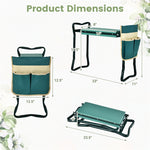 Folding Garden Kneeler Seat with Tool Pouch & Padded Cushion