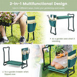 Folding Garden Kneeler Seat with Tool Pouch & Padded Cushion