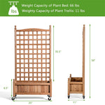 Freestanding Solid Wood Trellis with Planter Box, 50"H Vertical Raised Garden Bed Trellis for Climbing Vegetables Plants