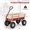 Heavy Duty Outdoor Utility Wagon Pulling Children Kid Garden Cart with Wood Railing & Adjustable Handle