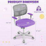 Adjustable Kids Desk Chair Children Swivel Study Computer Chair with Lumbar Support & Universal Casters