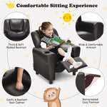 Kids Recliner Ergonomic PU Leather Sofa Chair with Cup Holder, Headrest & Footrest, Children Armrest Couch for Toddler Bedroom Furniture