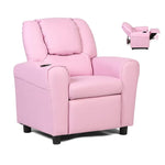 Kids Recliner Ergonomic PU Leather Sofa Chair with Cup Holder, Headrest & Footrest, Children Armrest Couch for Toddler Bedroom Furniture