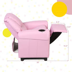 Kids Recliner Ergonomic PU Leather Sofa Chair with Cup Holder, Headrest & Footrest, Children Armrest Couch for Toddler Bedroom Furniture