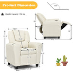 Kids Recliner Ergonomic PU Leather Sofa Chair with Cup Holder, Headrest & Footrest, Children Armrest Couch for Toddler Bedroom Furniture