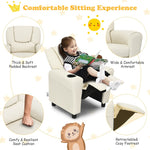 Kids Recliner Ergonomic PU Leather Sofa Chair with Cup Holder, Headrest & Footrest, Children Armrest Couch for Toddler Bedroom Furniture