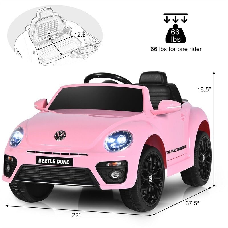 Kids Ride On Car 12V Licensed Volkswagen Beetle Battery Powered Electric Vehicle with Remote Control