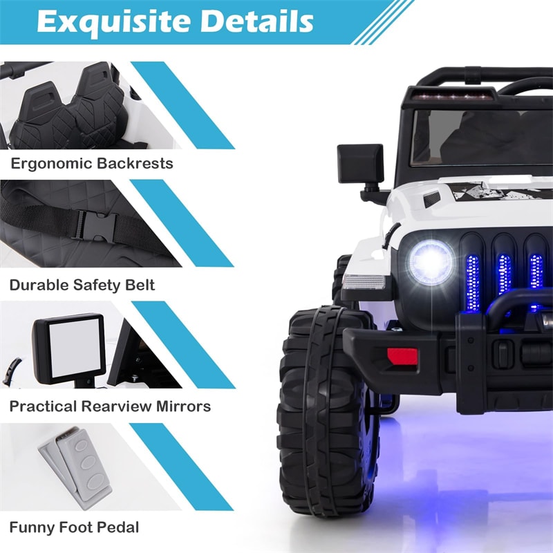 Kids Ride on Car Truck 2-Seater 12V Battery Powered Electric Car with Remote Control & LED Lights