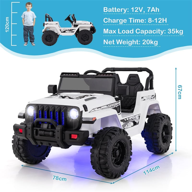 Kids Ride on Car Truck 2-Seater 12V Battery Powered Electric Car with Remote Control & LED Lights