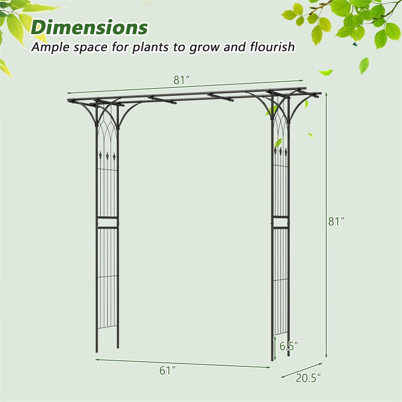 Metal Garden Arbor 81" Garden Arch Trellis Archway Patio Backyard Outdoor Wedding Arch for Climbing Plants Rose