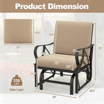 2PCS Outdoor Patio Glider Rocker Heavy-Duty Metal Frame Rocking Chair with Soft Cushions & Ergonomic Curved Armrests