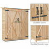 64" Solid Wood Outdoor Storage Shed Garden Tool Storage Cabinet Garden Hutch with 2 Lockable Doors & Tilted Asphalt Roof