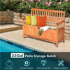 Wood Outdoor Storage Bench 33-Galon Large Deck Box Bench with Removable Dustproof Liner