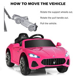 Kids Ride On Car Licensed Maserati 12V Battery Powered Electric Car with Remote Control & Lights, Pink Ride On Toys for Boys Girls Gift