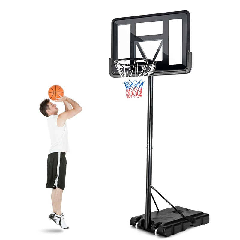 Outdoor Portable Basketball Hoop Height Adjustable Basketball Goal System with 44" Shatterproof Backboard & Wheels