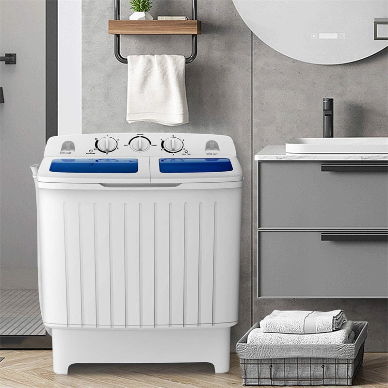 Portable Washing Machine 20Lbs Capacity Compact Twin Tub Washer Spin Dryer Combo for RV Apartments Dorms