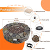 28" Round Propane Fire Pit 40,000 BTU Outdoor Stone Gas Fire Pit with Lava Rocks & PVC Cover for Patio Garden Backyard