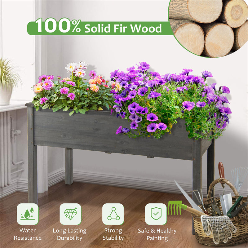 Wood Raised Garden Bed Elevated Planter Box with Legs for Vegetable Fruits Flowers & Herbs