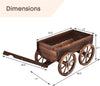 Wood Wagon Planter Flower Pot Stand with Wheels for Home Garden Outdoor Decor