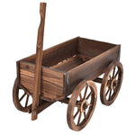 Wood Wagon Planter Flower Pot Stand with Wheels for Home Garden Outdoor Decor