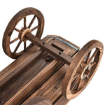 Wood Wagon Planter Flower Pot Stand with Wheels for Home Garden Outdoor Decor