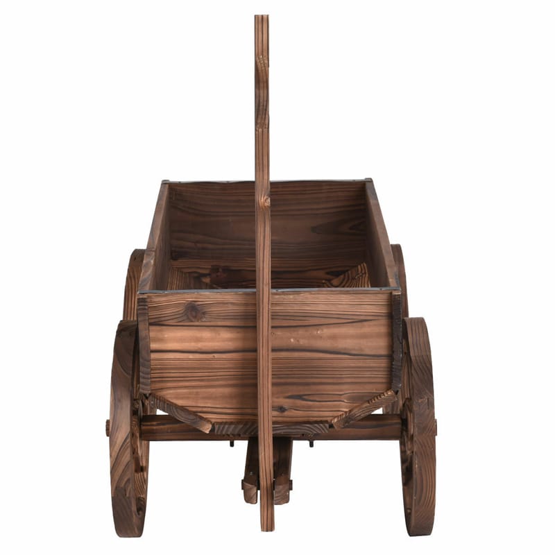 Wood Wagon Planter Flower Pot Stand with Wheels for Home Garden Outdoor Decor