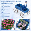 Wooden Wagon Flower Planter Decorative Garden Planter Wagon with Metal Wheels for Backyard