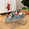 Wooden Wagon Flower Planter Decorative Garden Planter Wagon with Metal Wheels for Backyard