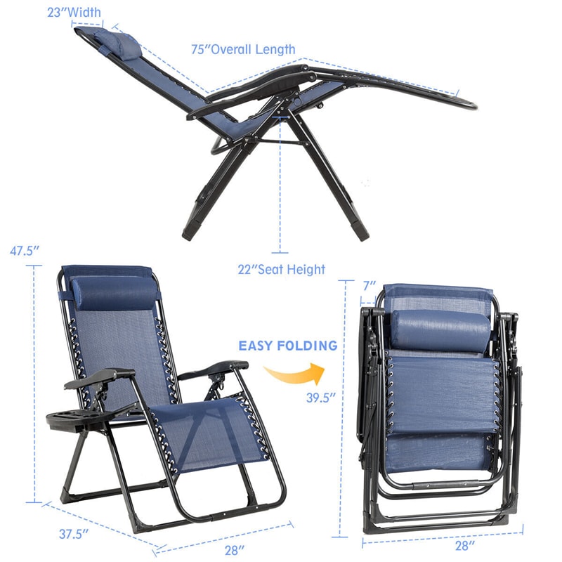 Bestoutdor Zero Gravity Chair Folding Reclining Patio Chair Lawn Chair with Cup Holder & Detachable Headrest