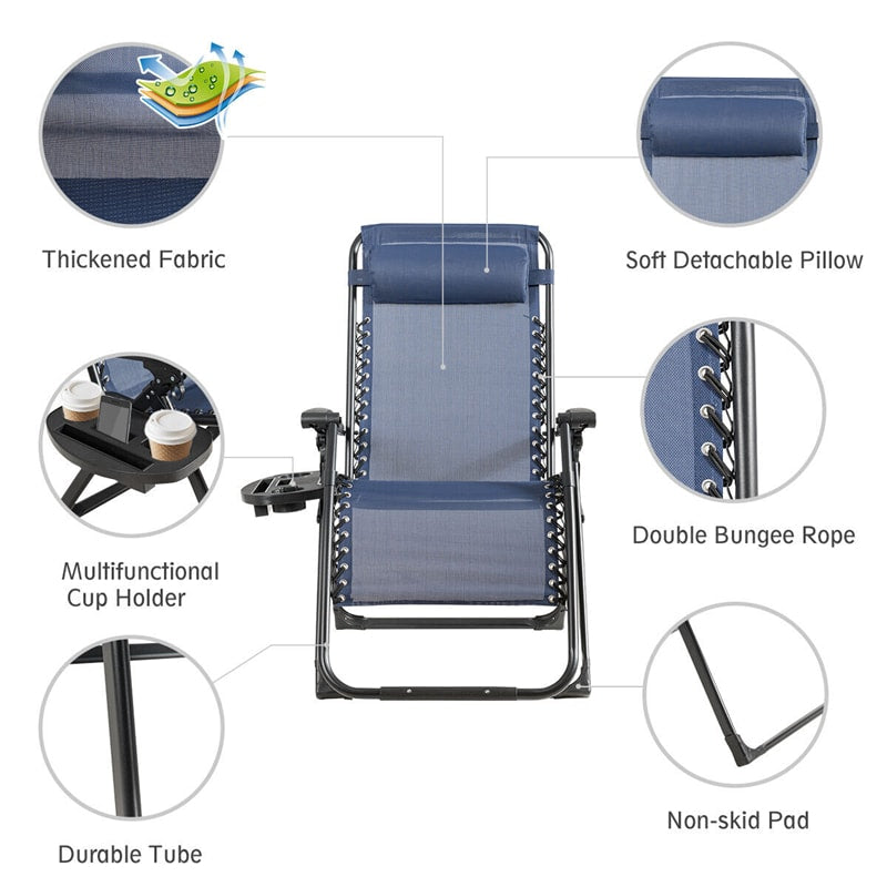 Bestoutdor Zero Gravity Chair Folding Reclining Patio Chair Lawn Chair with Cup Holder & Detachable Headrest