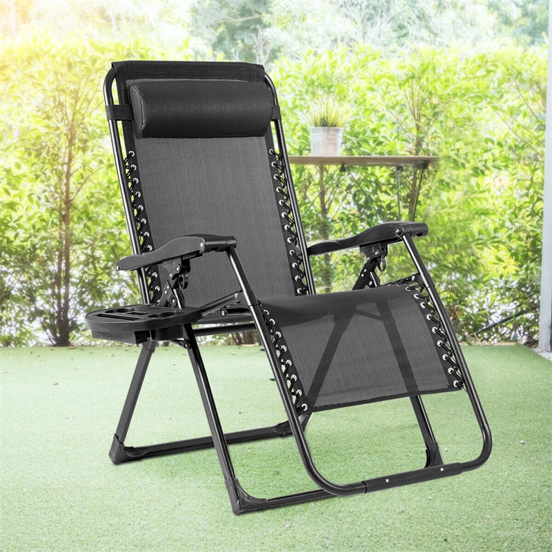 Bestoutdor Zero Gravity Chair Folding Reclining Patio Chair Lawn Chair with Cup Holder & Detachable Headrest