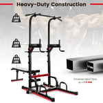 Adjustable Power Tower Multifunctional Pull-Up Bar Stand Dip Station Home Gym Equipment Full Body Workout Machine with Foldable Weight Bench