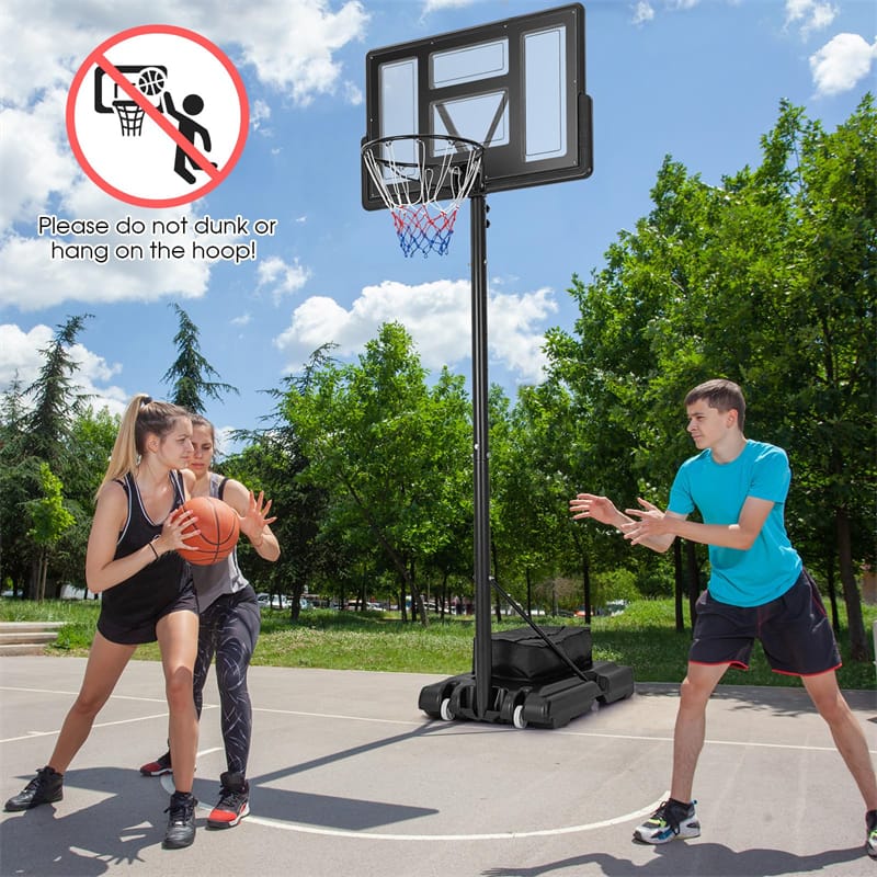 Basketball Hoop Outdoor 4.4-10FT Height Adjustable Portable Basketball Goal System with 44" Shatterproof Backboard, Fillable Base & Weight Bag